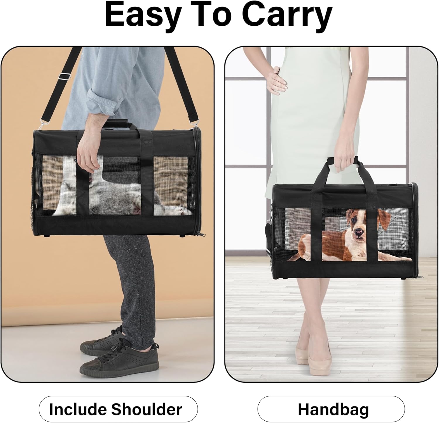 Soft-Sided Pet Travel Carrier for Cats and Small Dogs - Airline Approved, Collapsible, and Durable (Medium, Up to 17 lbs)