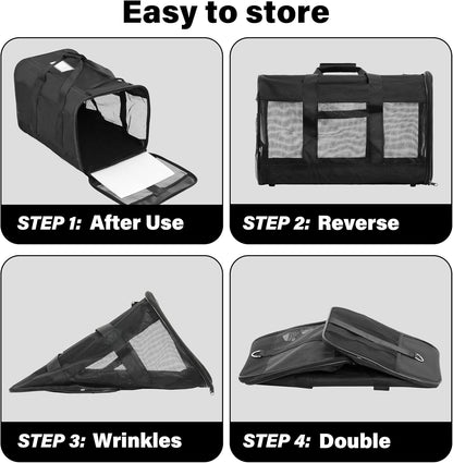 Soft-Sided Pet Travel Carrier for Cats and Small Dogs - Airline Approved, Collapsible, and Durable (Medium, Up to 17 lbs)