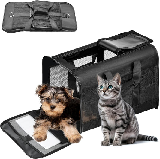 Soft-Sided Pet Travel Carrier for Cats and Small Dogs - Airline Approved, Collapsible, and Durable (Medium, Up to 17 lbs)